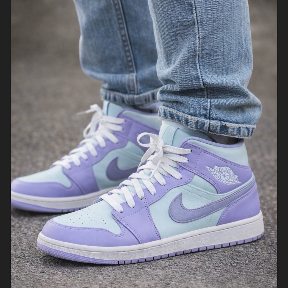 Nike Purple and Teal Sneakers Jordan Air